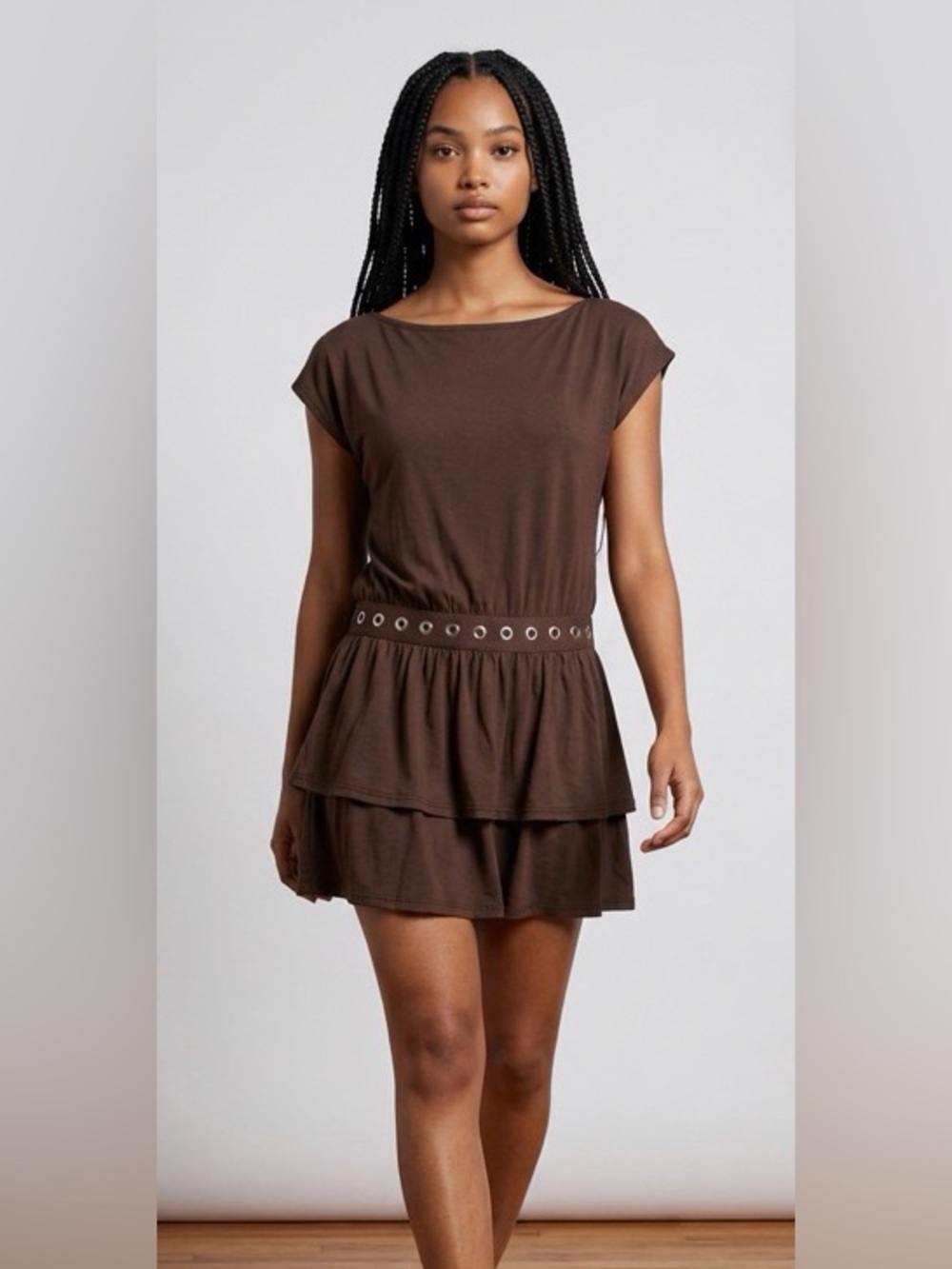 Dolls Kill Brown Flowy Tunic/Mini Dress size Small